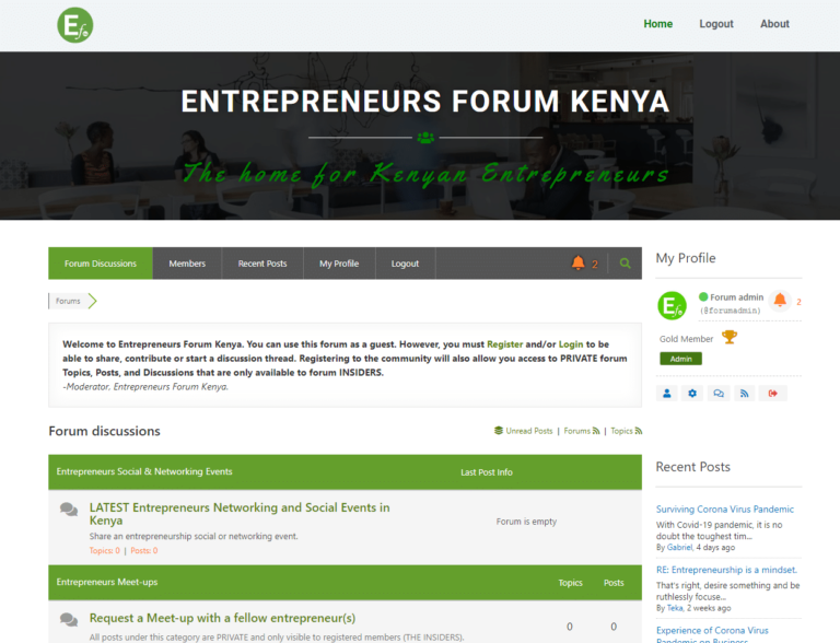 FREE ENTREPRENEURS FORUM IN KENYA
